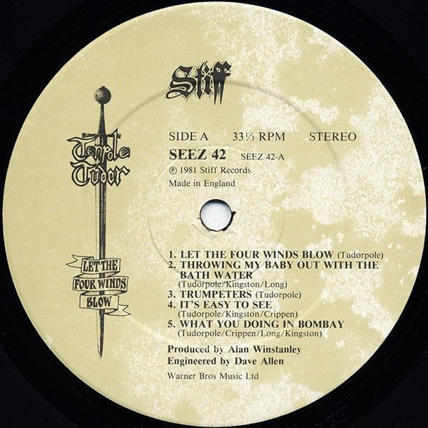 Image of Label Cover of LP - VG/G+ - TENPOLE TUDOR, Let The Four Winds Blow (Stiff Records; SEEZ 42, UK 1981, Black Die-Cut Inner), Hairlines,  - 4016405C