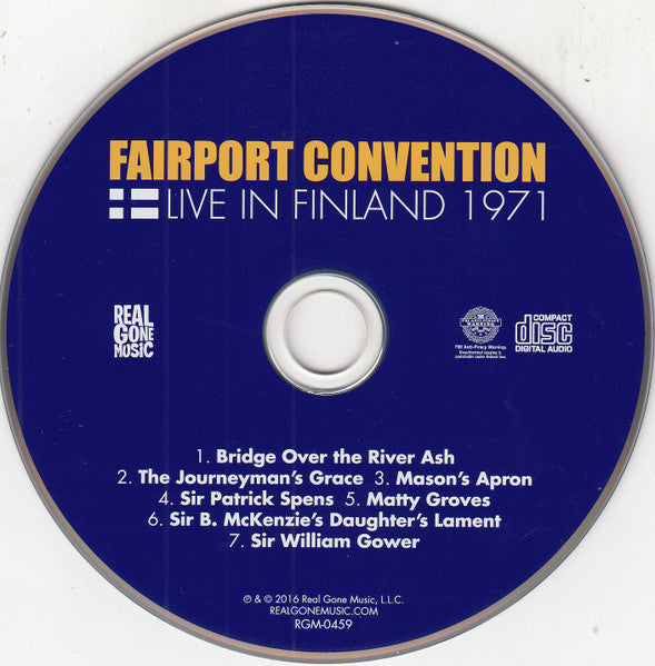 Image of Label Cover of CD - VG+/EX - FAIRPORT CONVENTION, Live In Finland 1971 (Real Gone Music; RGM-0459, US 2016, Jewel Case, Booklet), ,  - 4016279C