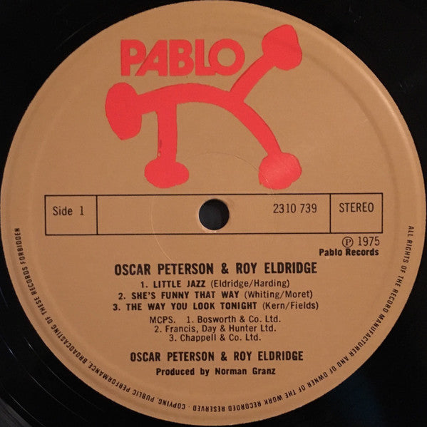 Image of Label Cover of LP - VG+/VG+ - OSCAR PETERSON & ROY ELDRIDGE, Oscar Peterson & Roy Eldridge (Pablo Records; 2310 739, UK 1975), ,  - 4026291E