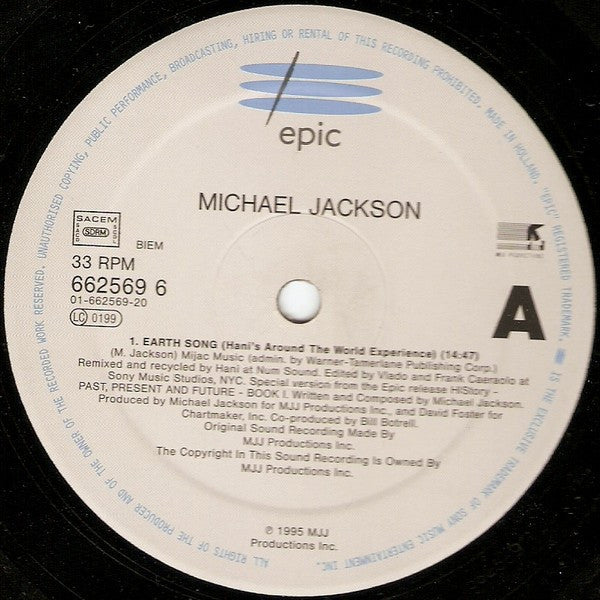 Image of Back Cover of 12" - VG+/VG - MICHAEL JACKSON, Earth Song (Epic; 662569 6, Europe 1995, Hype Stickered Sleeve), ,  - 4016493C