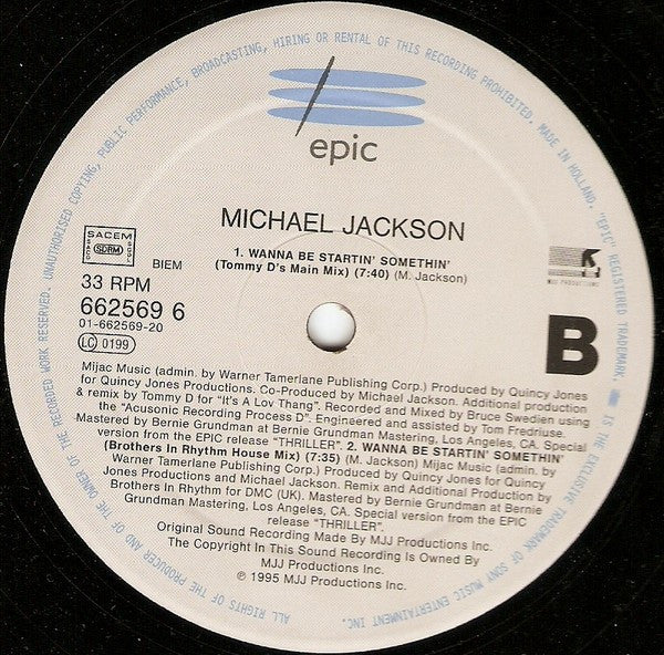 Image of Label Cover of 12" - VG+/VG - MICHAEL JACKSON, Earth Song (Epic; 662569 6, Europe 1995, Hype Stickered Sleeve), ,  - 4016493C