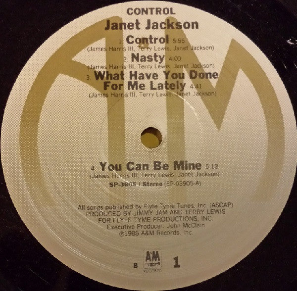 Image of Label Cover of LP - VG+/VG+ - JANET JACKSON, Control (A&M Records; SP-3905, US 1987, Inner), ,  - 4026297E