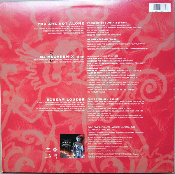 Image of Back Cover of 12" - VG+/VG+ - MICHAEL JACKSON, You Are Not Alone (The Remixes) (Epic Dance; 49 78003, US 1995, Picture Sleeve), Hype stickered shrink-wrap, with import sticker on rear.,  - 4016502C