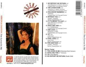 Image of Back Cover of CD - VG+/VG+ - SHEENA EASTON, The Lover In Me (Cherry Pop; CR POP 2, Europe 2006 Reissue, Jewel Case), ,  - 4016500C
