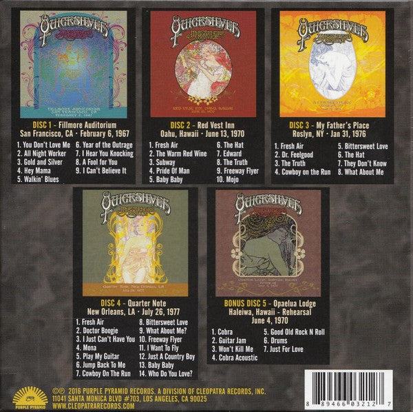 Image of Back Cover of 5xCD - VG+/VG+ - QUICKSILVER MESSENGER SERVICE, Live Across America 1967-1977 (Purple Pyramid; CLO 0321, US 2016, Box Set), ,  - 4056204S