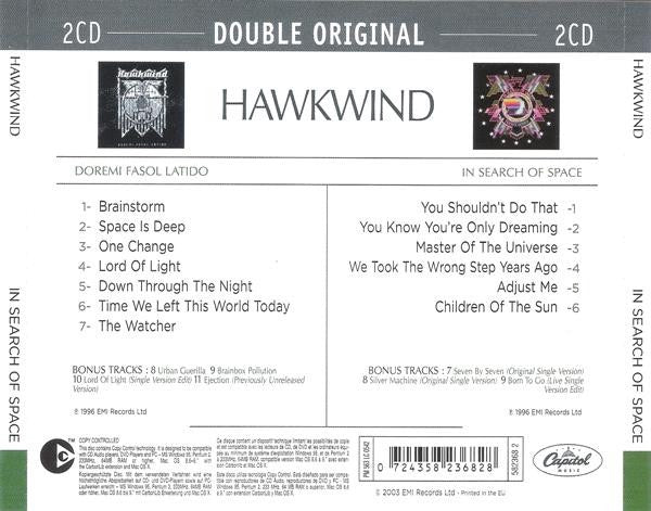 Image of Back Cover of CD - VG+/VG - HAWKWIND, Doremi Fasol Latido / In Search Of Space (Capitol Music; 582368 2, UK 2003, Fatbox Jewel Case, 2 Booklets), Scratches (CD),  - 4036205E