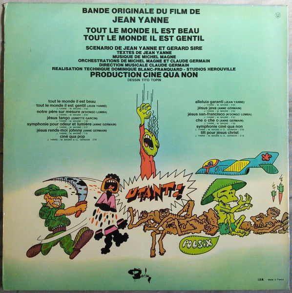 Image of Back Cover of LP - VG/VG+ - JEAN YANNE, MICHEL MAGNE, Tout Le Monde Il Est Beau, Tout Le Monde Il Est Gentil (Bande Originale Du Film) (Barclay; 80.460, France 1972, Laminated Sleeve), Light marks only. Laminate creasing, WOS, light ring wear,,  - 4026378E
