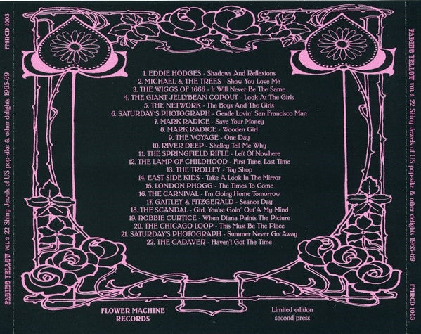 Image of Back Cover of CD - VG+/VG+ - VARIOUS, Fading Yellow Vol 3 (22 Shiny Jewels Of US Pop-Sike & Other Delights 1965-69) (Flower Machine Records; FMRCD 1003, Sweden 2012), ,  - 4056300S