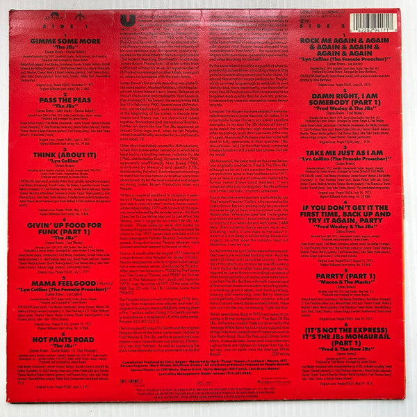 Image of Back Cover of LP - G+/VG - VARIOUS, James Brown's Funky People (Urban; URBLP 10, UK 1986), Light hairlines. Bit of sleeve rear image torn off. Edgewear.,  - 4026363E