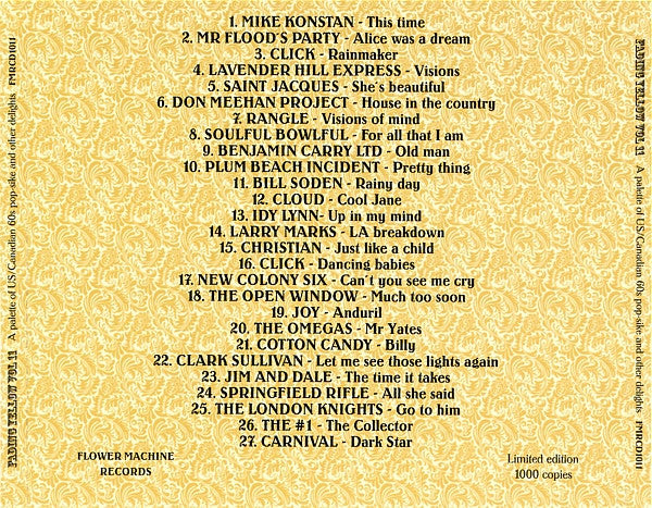 Image of Label Cover of CD - VG+/VG+ - VARIOUS, Fading Yellow Volume Eleven (A Palette Of US 60s Pop-sike And Other Delights) (Flower Machine Records; FMRCD1011, Sweden 2011), ,  - 4056303S