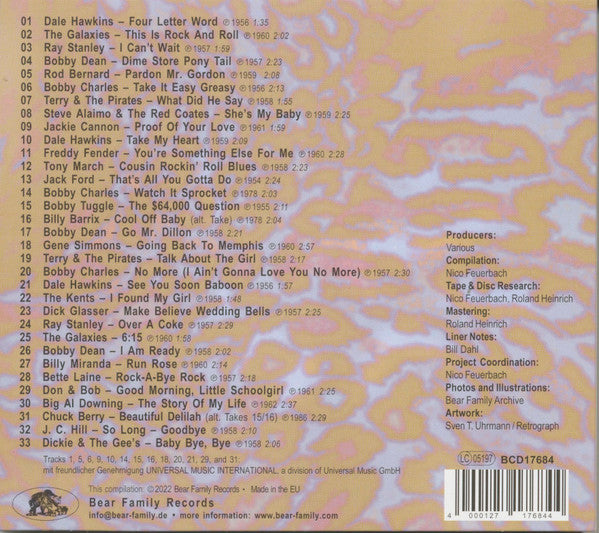 Image of Back Cover of CD - VG+/VG+ - VARIOUS, That'll Flat... Git It! Vol. 46: Rockabilly & Rock'N'Roll From The Vaults Of Chess, Checker & Argo Records (Bear Family Records; BCD17684, Germany 2022, Digipak With Glued In Booklet, Insert), ,  - 4056310S