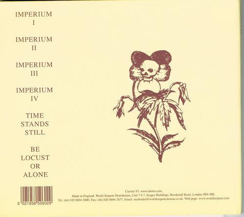 Image of Back Cover of CD - VG+/VG+ - CURRENT 93, Imperium (Durtro; DURTRO 008CD, UK 2001, Digipak), ,  - 4036214E