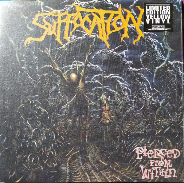 Image of Front Cover of LP - VG+/EX - SUFFOCATION, Pierced From Within (Listenable Records; POSH334, Europe 2021 Reissue, Inner, Yellow Transparent Vinyl ), ,  - 4026381E
