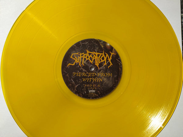 Image of Label Cover of LP - VG+/EX - SUFFOCATION, Pierced From Within (Listenable Records; POSH334, Europe 2021 Reissue, Inner, Yellow Transparent Vinyl ), ,  - 4026381E