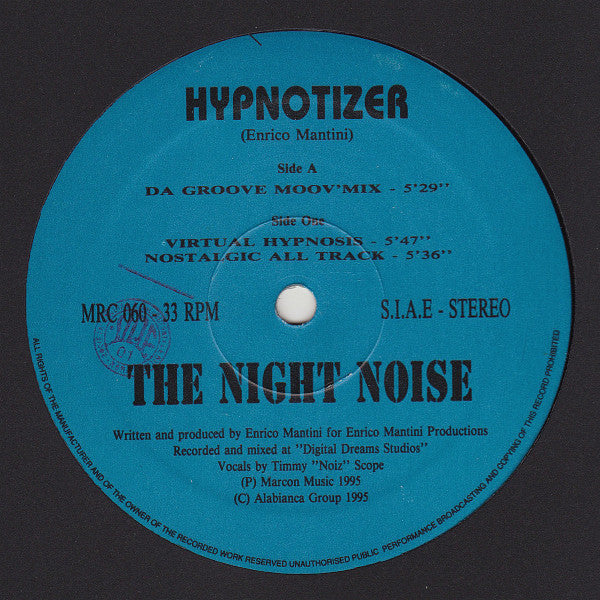 Image of Front Cover of 12" - /G - THE NIGHT NOISE, Hypnotizer (Marcon Music; MRC 060, Italy 1995), Many surface marks, plays G+ with background noise.,  - 4046279S