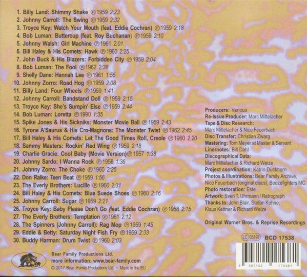 Image of Back Cover of CD - VG+/VG+ - VARIOUS, That'll Flat ... Git It! Vol. 28: Rockabilly & Rock N'Roll From The Vaults Of Warner Brothers & Reprise Records (Bear Family Records; BCD 17538, Germany 2017, Digipak With Glued In Booklet), ,  - 4056315S