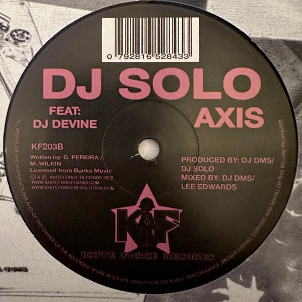 Image of Back Cover of 10" - /VG - DJ SOLO, Darkage / Axis (Kniteforce Records; KF203, UK 2022 Reissue, Plain Sleeve, Remastered, Purple Vinyl), ,  - 4046298S