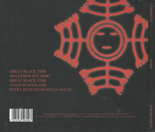 Image of Back Cover of CD - EX/VG+ - CURRENT 93, Dawn (Durtro; DURTRO 002CD, UK 2002, Digipak), ,  - 4036211E