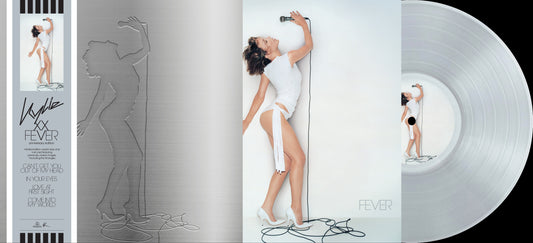 Image of Front Cover of LP - NEW/NEW - KYLIE MINOGUE, Fever (XXV Edition) (Parlophone; 0827568018205, UK 2026 Reissue, O Card, Crystal Clear Vinyl), , Limited 140g crystal clear vinyl with mirror-board O-Card. Original album in the original sleeve with an alternate back cover, housed in a reflective mirror board outer sleeve embossed with a silhouette of the original artwork. Includes a previously unseen contact sheet from the album shoot. - 9417546C