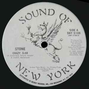 Image of Label Cover of 12" - VG+/VG+ - STONE, Crazy (Sound Of New York; SNY 5106, US 1983, Company Sleeve), original company sleeve - opened shrink - sticker top left - minor,  - 4046317S