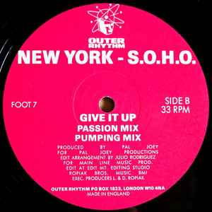 Image of Label Cover of 12" - VG+/VG - NEW YORK - S.O.H.O., Hot Music / Give It Up (Outer Rhythm; FOOT 7, UK 1990, Stickered Company Sleeve), stickered company sleeve. light scuffs only,  - 4046320S