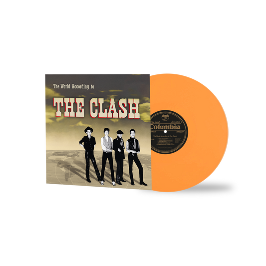 Image of Front Cover of LP - NEW/NEW - THE CLASH, The World According to The Clash (Sony / CMG; 19658775731, UK 2026 Reissue, Orange Vinyl), , Originally released in 1982 as a promotional radio-only vinyl; The World According to The Clash is finally getting its first ever official release! Featuring striking new artwork and 11 of the band's most celebrated tracks, this compilation now includes The Magnificent Seven, The Guns of Brixton and Spanish Bombs for the very first time. Reissued for a new generat