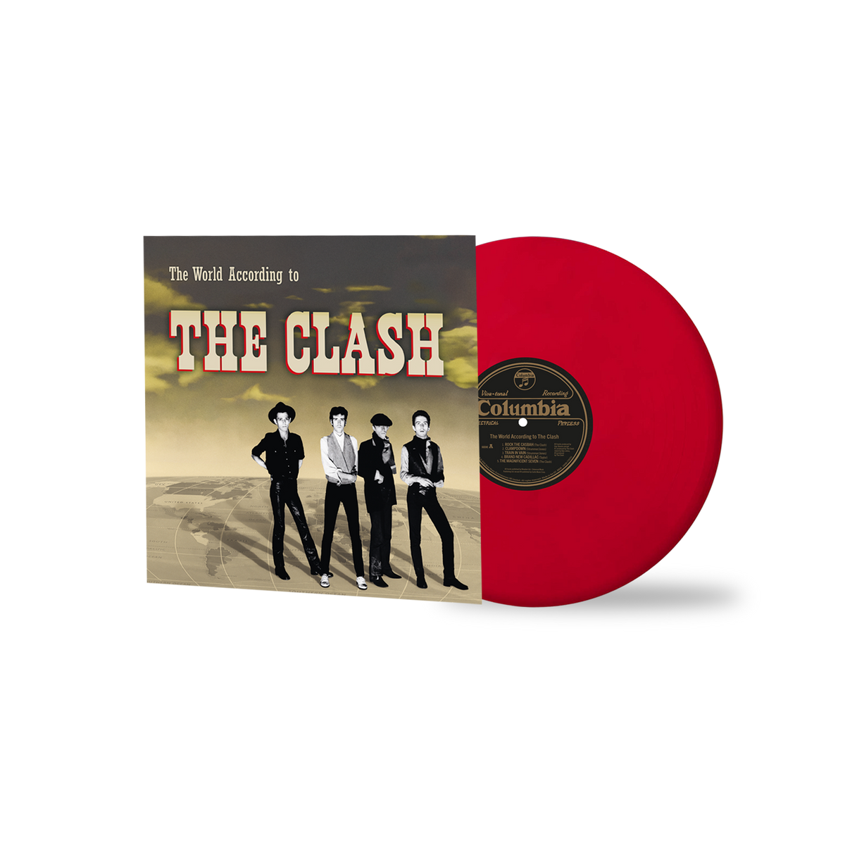 Image of Front Cover of LP - NEW/NEW - THE CLASH, The World According to The Clash (Sony / CMG; 19658775751, UK 2026 Reissue, Exclusive Red Vinyl), , Originally released in 1982 as a promotional radio-only vinyl; The World According to The Clash is finally getting its first ever official release! Featuring striking new artwork and 11 of the band's most celebrated tracks, this compilation now includes The Magnificent Seven, The Guns of Brixton and Spanish Bombs for the very first time. Reissued for a new 