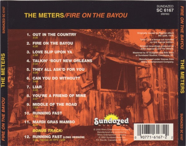 Image of Back Cover of CD - VG+/VG+ - THE METERS, Fire On The Bayou (Sundazed Music; SC 6167, US 2000 Reissue, Jewel Case), ,  - 4016533C