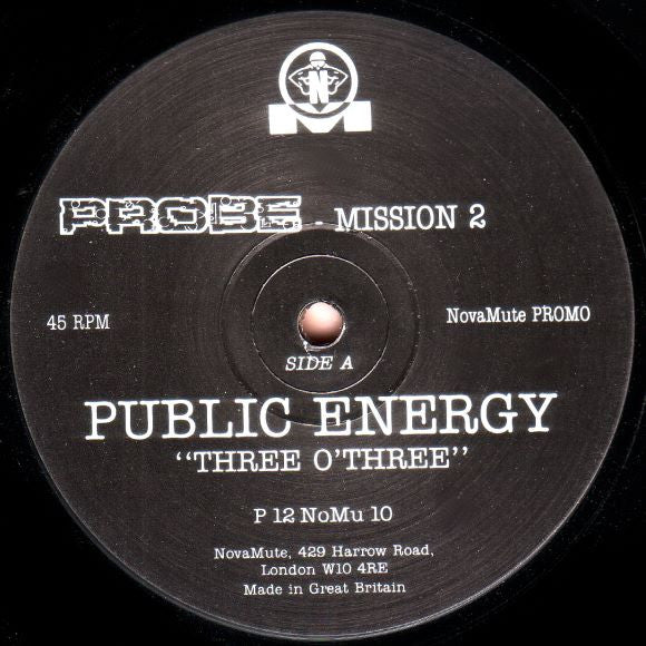 Image of Front Cover of 12" - VG+/VG+ - PUBLIC ENERGY / UP!, Probe - Mission 2 (NovaMute; P 12 NoMu 10, UK 1993, Company Sleeve), ,  - 4046323S