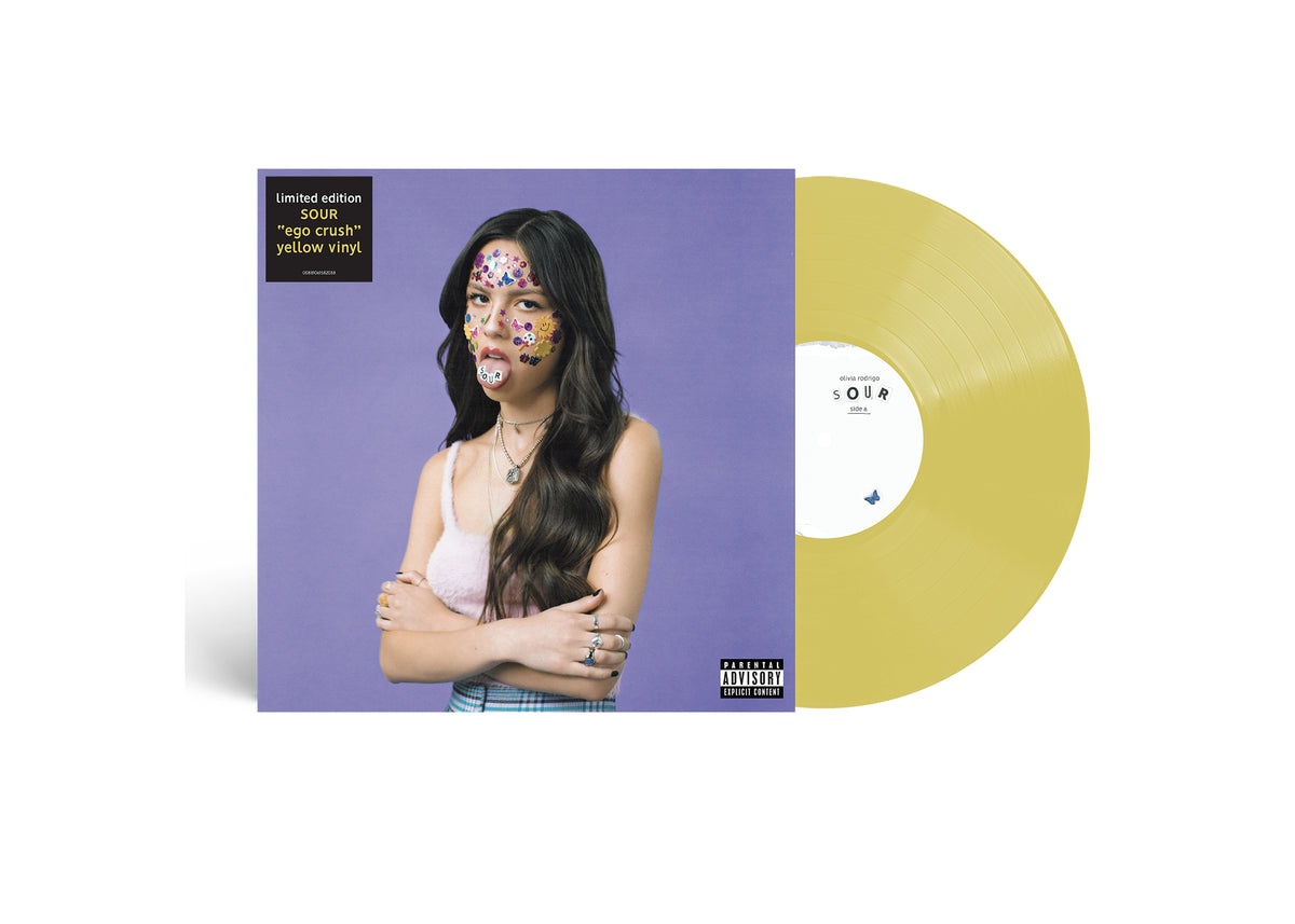 Image of Front Cover of LP - NEW/NEW - OLIVIA RODRIGO, SOUR (Interscope; 6158203, UK 2026 Reissue, Limited Edition Ego Crush Yellow Vinyl), , Celebrate 5 years of Olivia Rodrigo’s chart-topping debut album, SOUR, with this limited edition 'ego crush' yellow vinyl variant. - 9417583C
