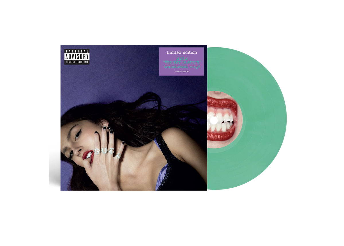 Image of Front Cover of LP - NEW/NEW - OLIVIA RODRIGO, GUTS (Interscope; 6158204, UK 2026 Reissue, Limited Edition The Sky Is Green Translucent Vinyl), , Olivia Rodrigo’s critically acclaimed sophomore album, GUTS, on limited edition 'the sky is green' translucent green vinyl. - 9417585C