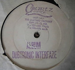Image of Front Cover of LP - /VG - DUBTRONIX, Interfaze (Quartz Records; QRLP 003, UK 1994, Stamped White Label, Stamped Sleeve), Light marks and hairlines., A1		My FantasyA2		SensationA3		Snare TimeA4		InterfazeAA1		Pass Me A DubplateAA2		Ninj & DarkusAA3		ContradictionAA4		Feel - 4016582C