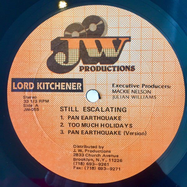 Image of Label Cover of LP - VG/VG - LORD KITCHENER, Still Escalating (JW Productions; JW-055, US 1994), ,  - 4146033S