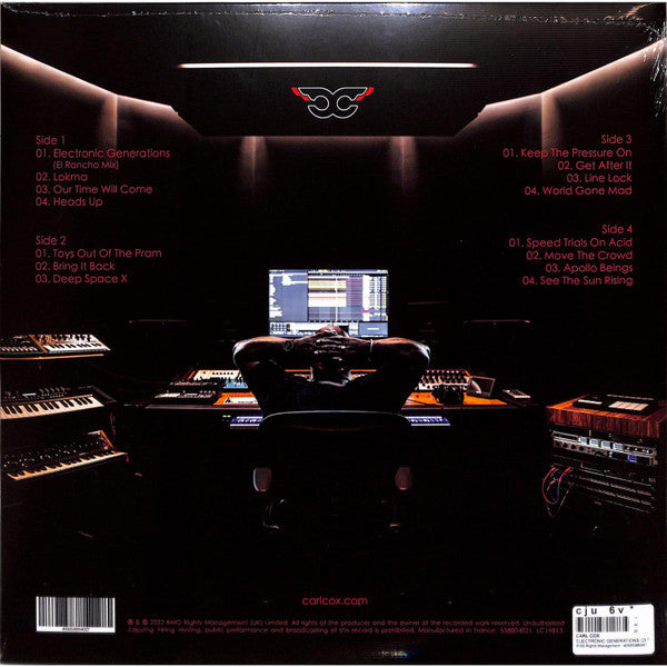 Image of Back Cover of 2xLP - VG+/EX - CARL COX, Electronic Generations (BMG Rights; 4050538804027, Europe 2022, Gatefold, 2 Inners), Signed on front cover,  - 4026404E