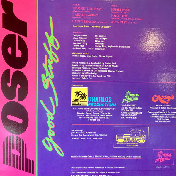 Image of Back Cover of LP - VG/VG - POSER, Good Stuff (Wads Music; POSSWADS 001-1 LP, US 1991), ,  - 4146037S