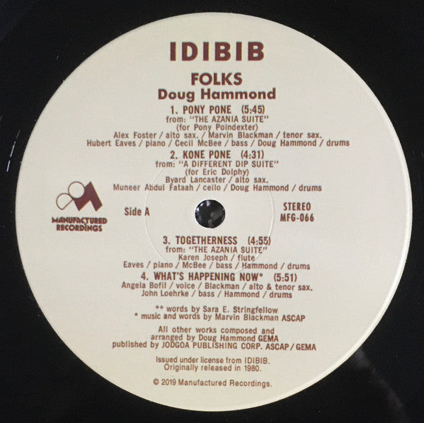 Image of Label Cover of 12" - VG+/VG+ - DOUG HAMMOND, Folks (Idibib; DB104, US 2019), ,  - 4146039S