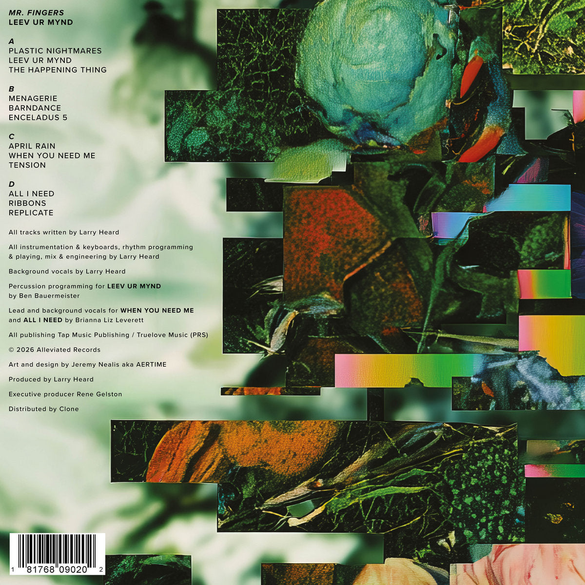 Image of Back Cover of 2xLP - VG+/EX - MR. FINGERS, Leev Ur Mynd (Alleviated Records; ML 9020, Netherlands 2026, Picture Sleeve), , For over four decades Mr. Fingers has been shaping the core of House Music. Now he returns with a new album that continues this timeless journey through deep rhythms, soulful melodies, and immersive atmospheres. Crafted with the warmth and musicality that define him, the record blends deep house, jazz-infused harmonies, and subtle R&B textures. On 'Leev Ur Mynd' Mr. Fingers onc