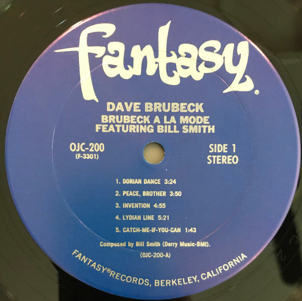 Image of Label Cover of LP - VG/VG+ - DAVE BRUBECK FEATURING BILL SMITH, Brubeck A La Mode (Original Jazz Classics; OJC-200, US 1985 Reissue), Sleeve still in shrink but with 2 bumped corners, crease. ,  - 4126009E