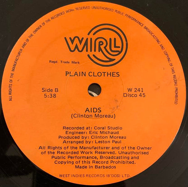 Image of Back Cover of 12" - /VG - PLAIN CLOTHES, We Laughing (WIRL; W 241, Barbados 1985), Sleeve Missing. WOL. Light marks only.,  - 4146048S
