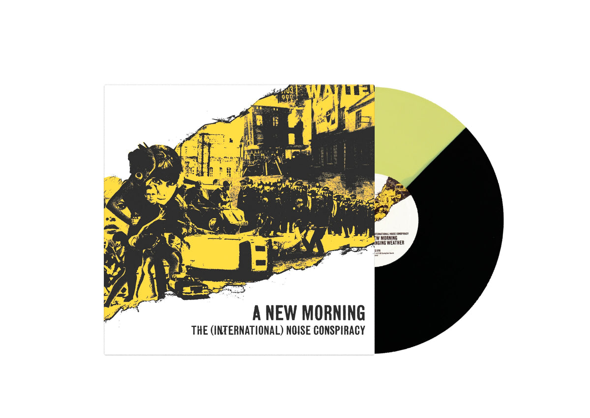 Image of Front Cover of LP - NEW/NEW - THE (INTERNATIONAL) NOISE CONSPIRACY, A New Morning, Changing Weather (Burning Heart; BHR1373, UK 2026 Reissue, Insert, Yellow & Black Split Vinyl), , Celebrating the 25th anniversary of A New Morning Changing Weather is an incendiary combination of joyous musical abandon and astute political commentary that is designed to agitate the People AND their booties. Building upon familiar themes of resistance firmly established on their debut offering, Dennis Lyxzen (former 