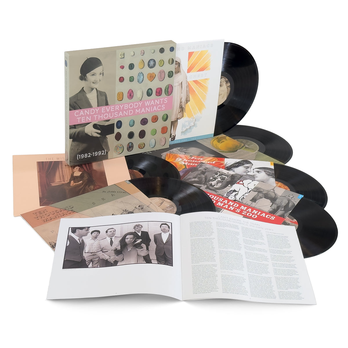 Image of Front Cover of 6xLP - NEW/NEW - 10,000 MANIACS, Candy Everybody Wants: The Complete Elektra Studio Albums (Elektra / Rhino; 0603497818976, UK 2026, Box Set, Inner & Insert), , Step into the influential and enchanting world of 10,000 Maniacs with 'Candy Everybody Wants - The Complete Elektra Studio Albums', a comprehensive celebration of their Elektra Records era. This essential collection gathers all five of their studio albums from this period—'Hope Chest', 'The Wishing Chair', 'In My Tribe', 'Bli