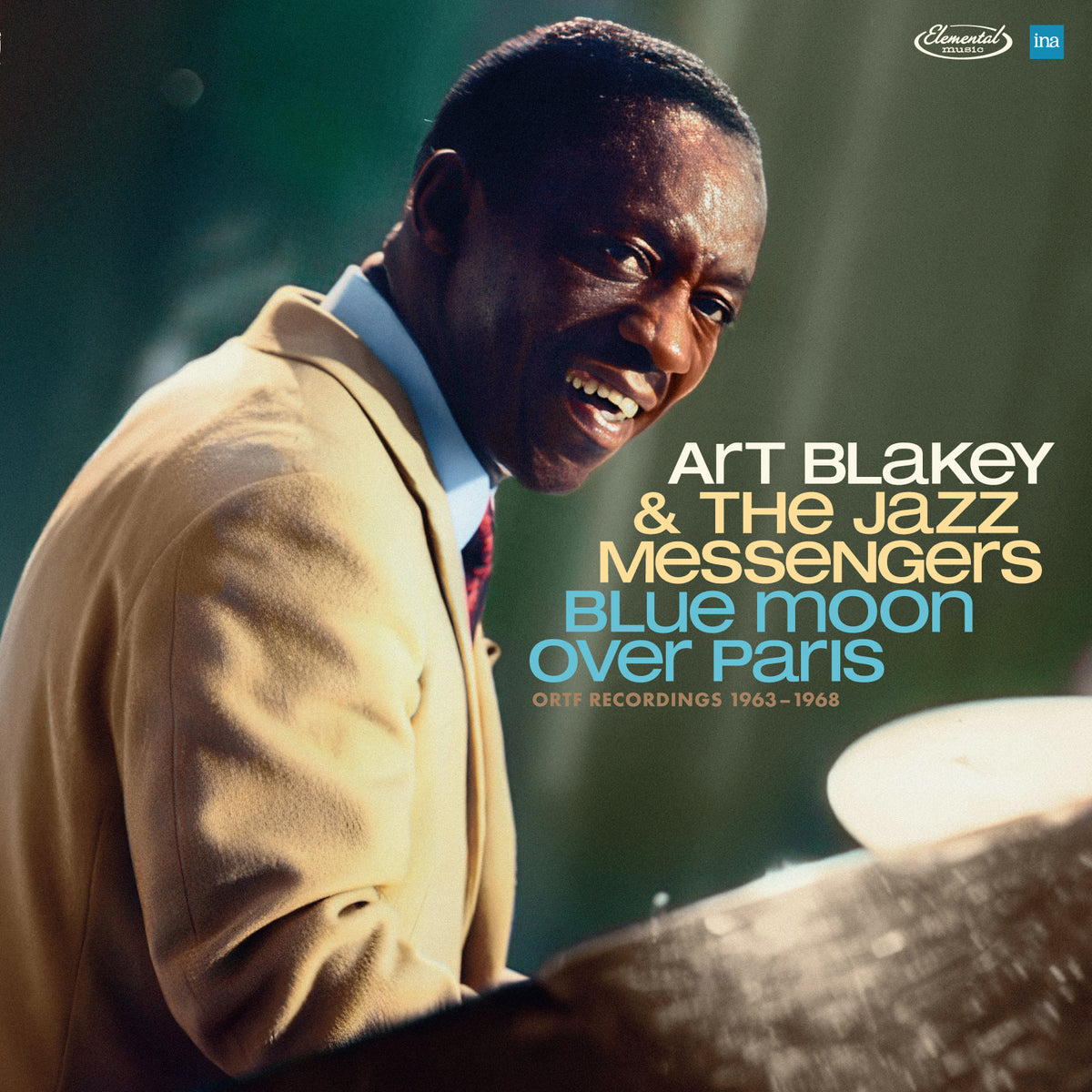 Image of Front Cover of 2xLP - NEW/NEW - ART BLAKEY & THE JAZZ MESSENGERS, Blue Moon Over Paris - ORTF Recordings 1963-1968 (Elemental; 5990565, UK 2026, Insert, 180g Black Vinyl), , Two never-before-released complete live sets by the legendary Art Blakey’s Jazz Messengers. Transferred from the original tape reels preserved at INA (Institut National de l'Audiovisuel) in France and restored and mastered by Matthew Lutthans at The Mastering Lab, this limited-edition 180-gram 2LP set is presented in a deluxe g
