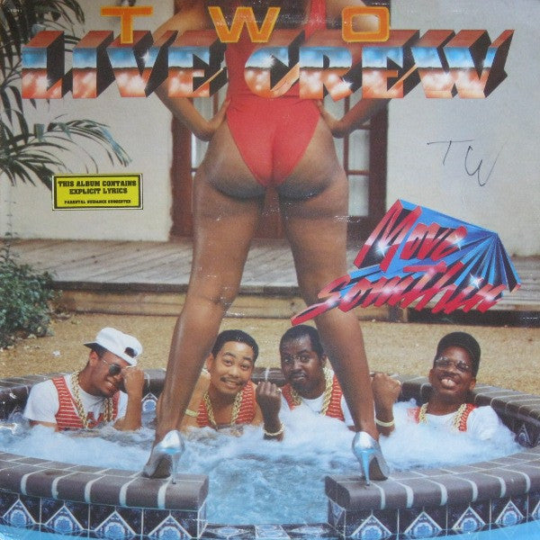 Image of Front Cover of LP - G/G - TWO LIVE CREW, Move Somthin' (Luke Skyywalker Records; XR-101, US 1988), Many marks on the record. WOL. Heavy edgewear and stickers on front cover with BPMs.,  - 4126014E
