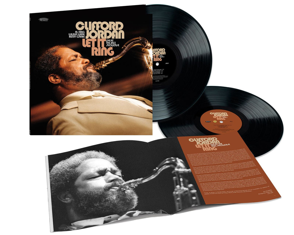 Image of Front Cover of 2xLP - NEW/NEW - CLIFFORD JORDAN, Let It Ring: Live at the Jazz Showcase (Resonance Records; HLP-9089, UK 2026, 180g Vinyl), , Let It Ring: Live at the Jazz Showcase is a never-before-heard release of the Chicago-born saxophone icon Clifford Jordan with a stellar quartet featuring bebop pioneers — pianist Al Haig (Charlie Parker, Dizzy Gillespie, Miles Davis), bassist Wilbur Ware, and drummer Kenny Clarke, captured live at Joe Segal's Jazz Showcase in Chicago, IL, September 30–Octobe