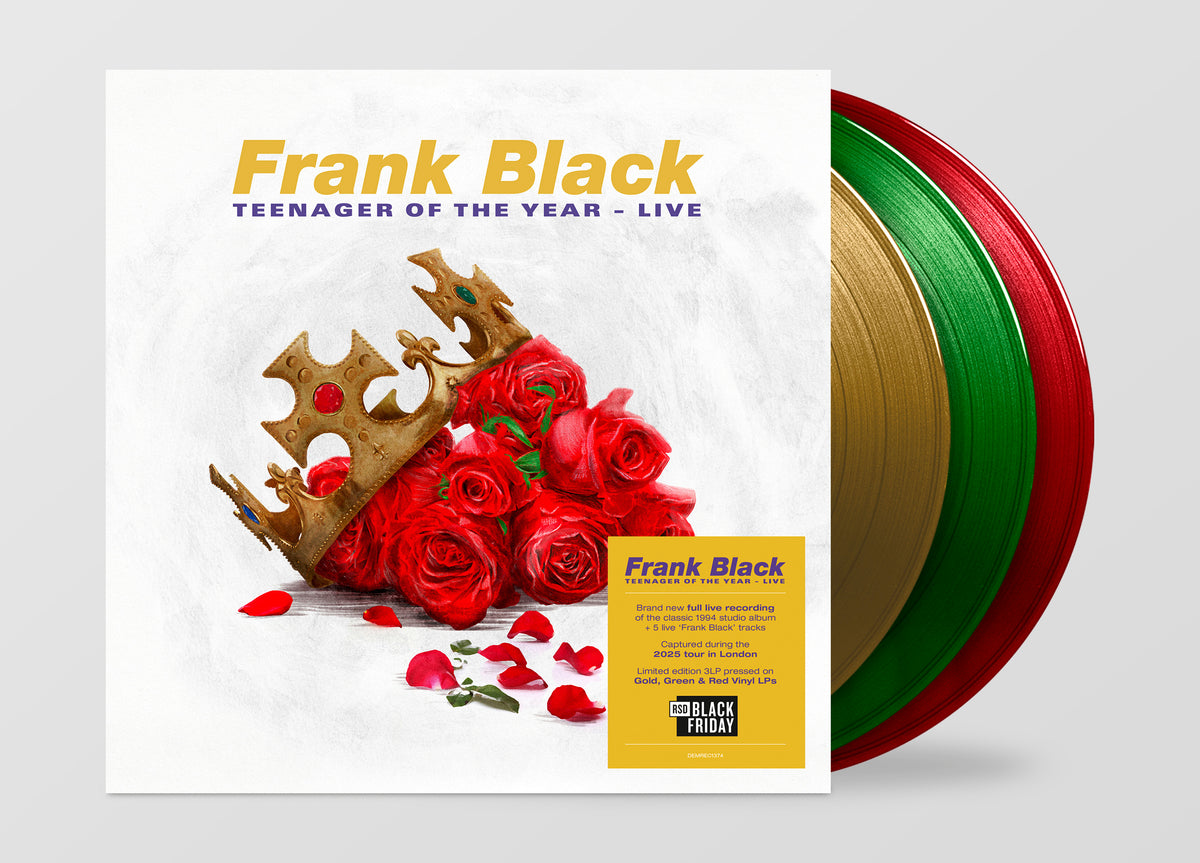 Image of Front Cover of 3xLP - NEW/NEW - FRANK BLACK, Teenager Of The Year - Live (Demon Records; DEMREC1374, UK 2026, Gold, Green and Red Vinyl), , The album ‘Teenager of the Year’ was played in full and in sequence and was topped and tailed by five live cuts from his self-titled debut solo album. Often referred to as ‘The best album Pixies never made’, the show includes blistering live versions of many of the most loved Frank Black solo tracks, including ‘Headache’, ‘Calistan’, ‘Speedy Marie’, as well as 