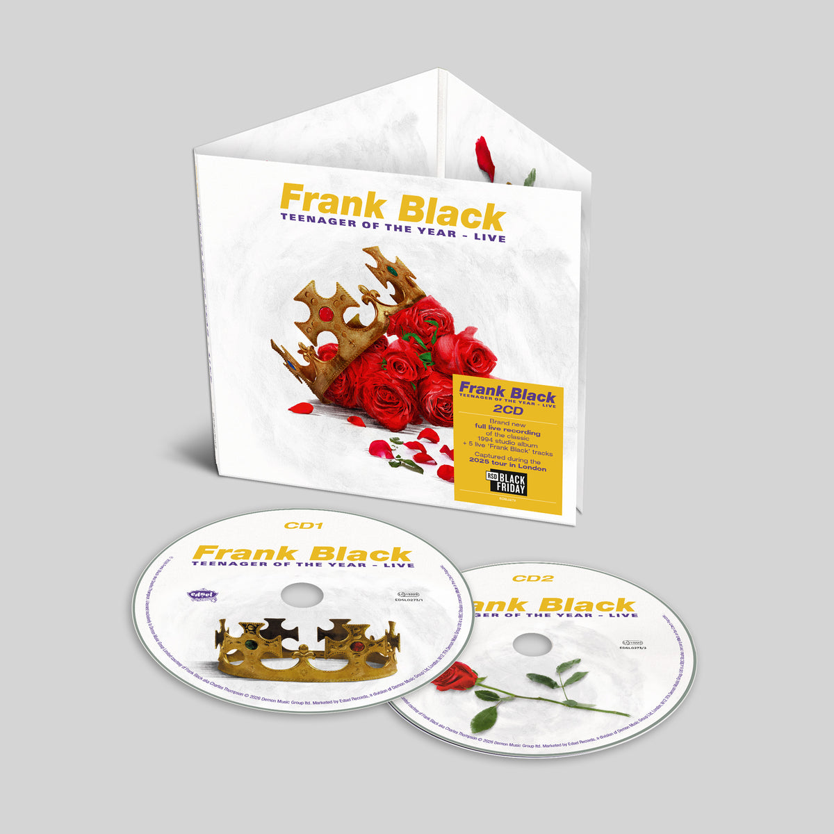 Image of Front Cover of 2xCD - NEW/NEW - FRANK BLACK, Teenager Of The Year - Live (Edsel; EDSL0273, UK 2026), , The album ‘Teenager of the Year’ was played in full and in sequence and was topped and tailed by five live cuts from his self-titled debut solo album. Often referred to as ‘The best album Pixies never made’, the show includes blistering live versions of many of the most loved Frank Black solo tracks, including ‘Headache’, ‘Calistan’, ‘Speedy Marie’, as well as ‘Los Angeles’ and ‘I Heard Ramona Sin
