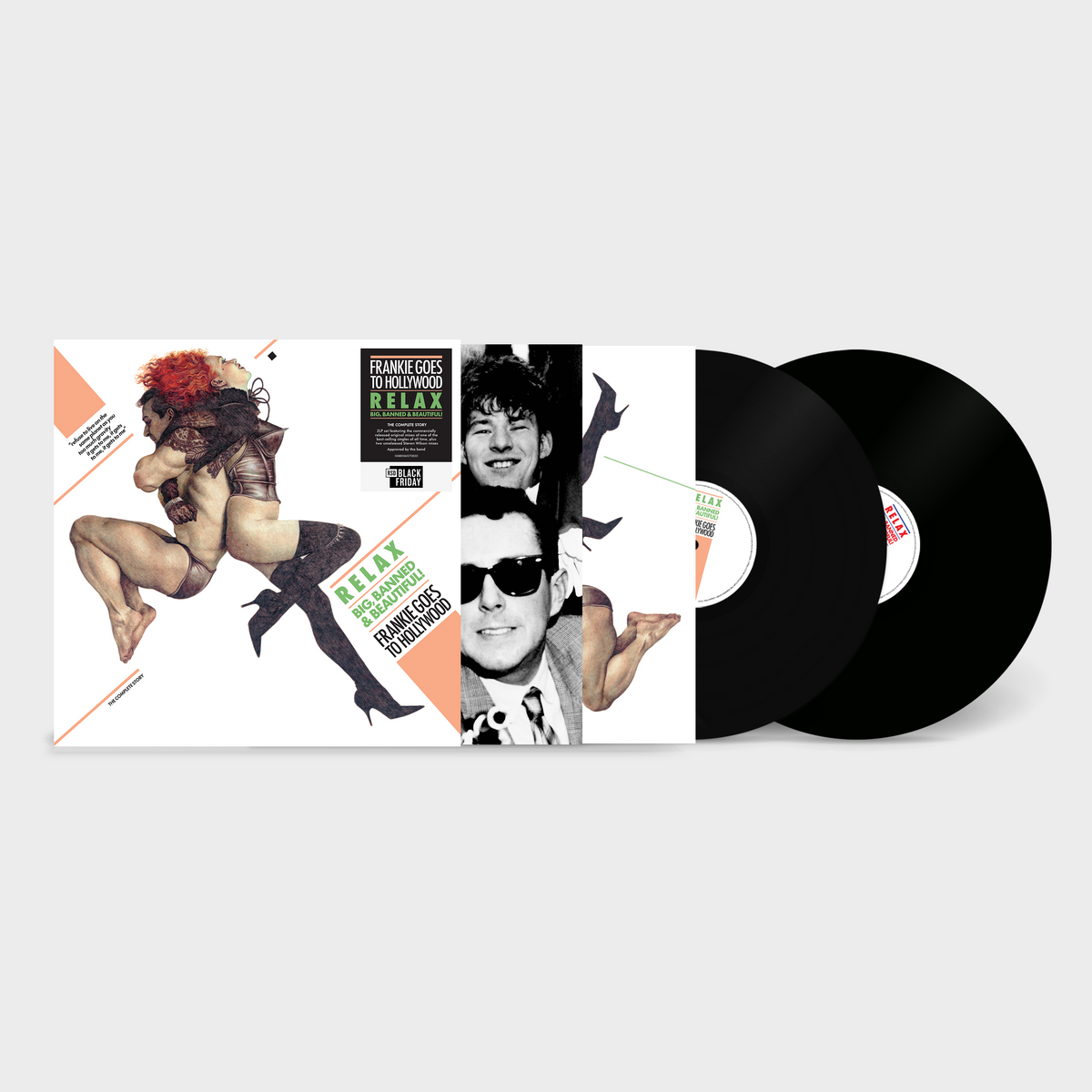 Image of Front Cover of 2xLP - NEW/NEW - FRANKIE GOES TO HOLLYWOOD, Relax: The Complete Story (UMR; , UK 2026), , Relax: The Complete Story compiles all the original officially released versions of one of the best-selling singles of all time over two LP’s including all the 12” and 7” Mixes as well as an unreleased mix of this controversial record. Housed in a single sleeve holding 2 x LPs with replica art and printed inners with notes by DJ Food. - 9417754C
