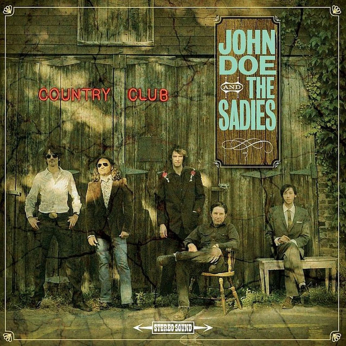 Image of Front Cover of LP - NEW/NEW - JOHN DOE AND THE SADIES, Country Club (Yep Roc Records; LPYEP2192IE, UK 2026, Limited Edition Green and Blue Splatter Vinyl), , In true honky tonk style, Country Club is the bastard child of a drunken promise. A post show hang-out between X & the Knitters’ John Doe and The Sadies produced the idea to join forces to a make an album of country songs. Both rock n’ roll and country music are littered with the ghosts of broken promises, but this one was destined to become r