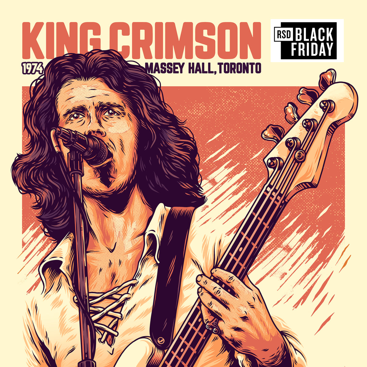 Image of Front Cover of 2xLP - NEW/NEW - KING CRIMSON, 1974 - Massey Hall, Toronto (DGM / Panegyric; KCLVX2, UK 2026), , Set Continuing the 1974 series from the Fripp / Bruford / Wetton / Cross line-up, "1974 Massey Hall, Toronto" will be made available on vinyl for the first time.  - 9417773C