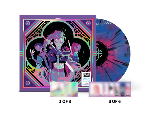 Image of Front Cover of LP - NEW/NEW - VARIOUS ARTISTS, KPop Demon Hunters (Soundtrack from the Netflix Film) (Island; , UK 2026, Special Effect Colour Vinyl with Photocards), , Deluxe Edition featuring special RSD Black Friday exclusive cover art, special effect colour vinyl, holographic foil across the cover, gatefold, and back cover, 3 of 6 photocards, 1 of 3 holographic photocards, a special-shaped envelope to hold the cards, an oversized foldout poster, and a sticker sheet. - 9417823C